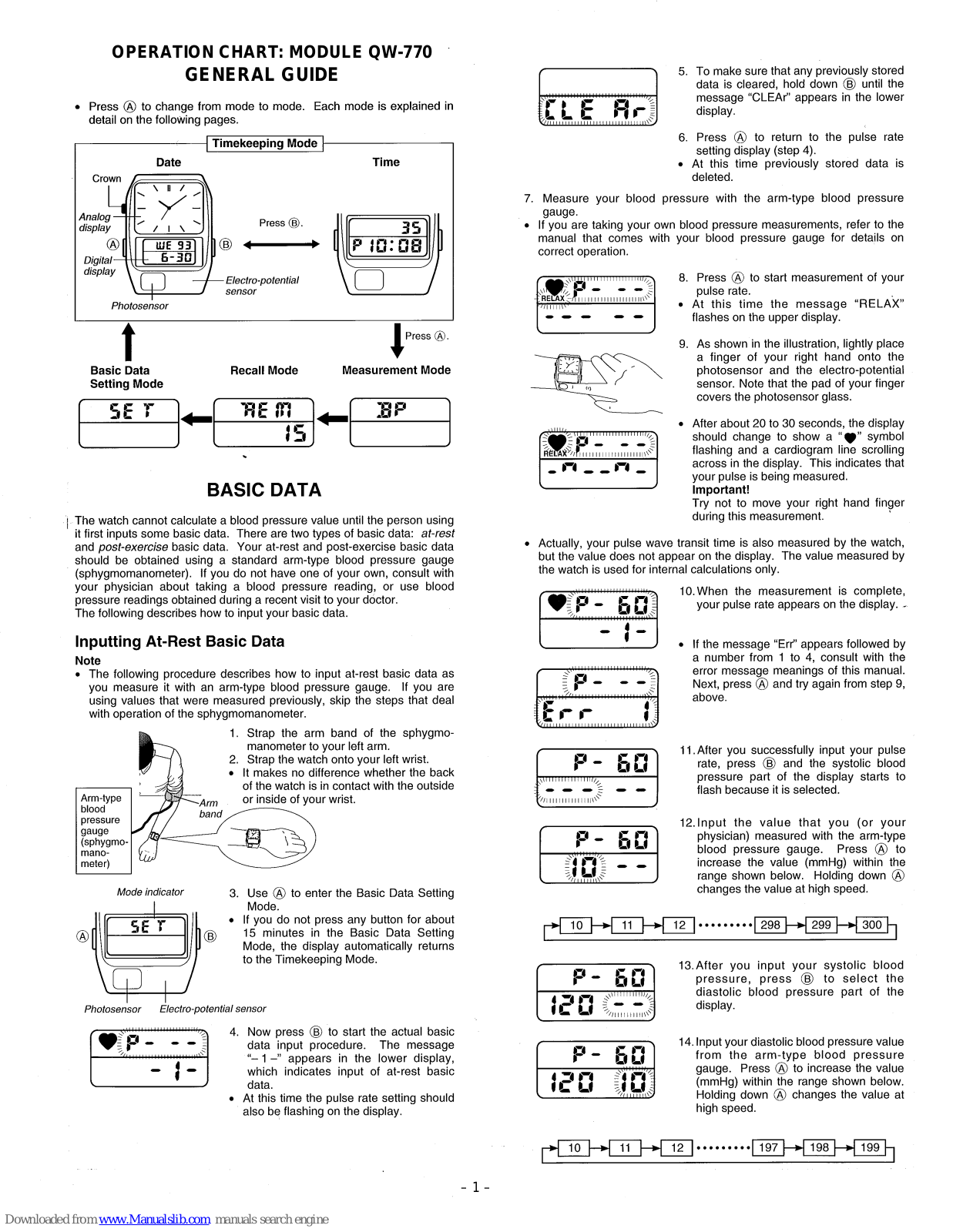 Casio QW-770 General Manual