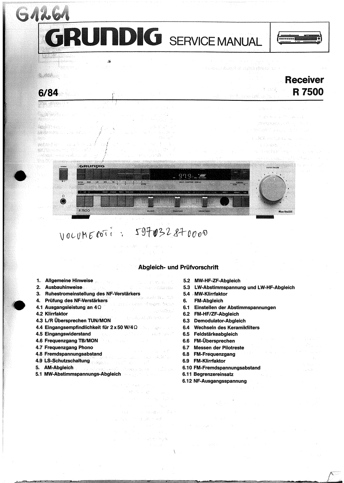 Grundig R-7500 Service manual