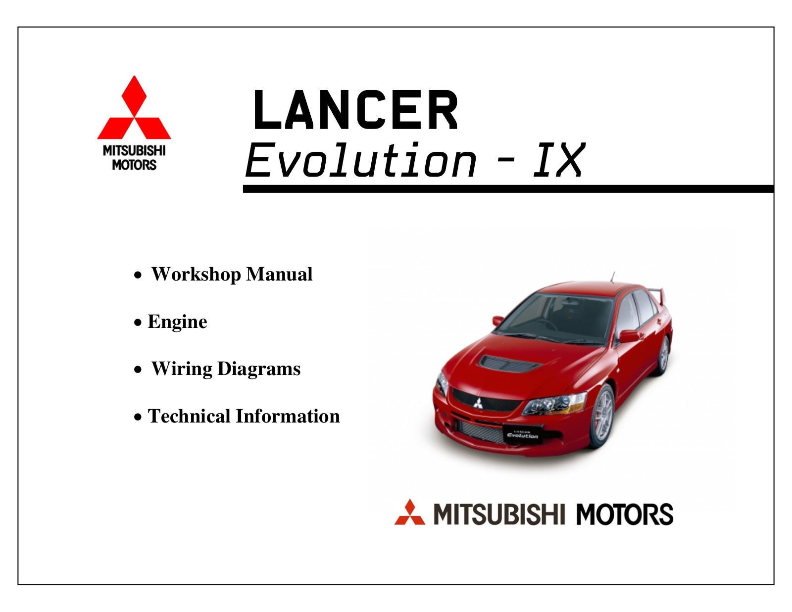 Mitsubishi LANCER EVOLUTION IX BROCHURE