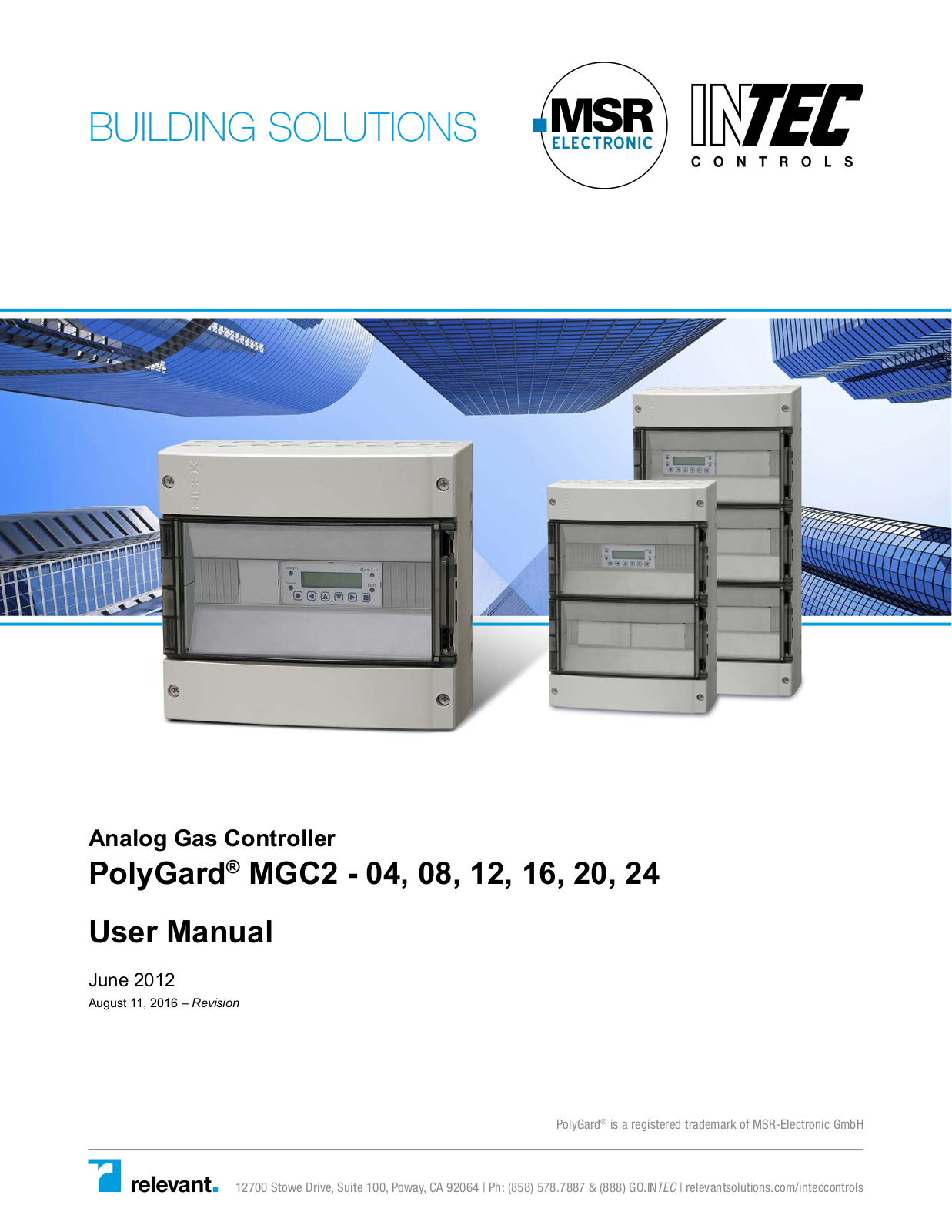 Intec Controls PolyGard MGC2-04, PolyGard MGC2-16, PolyGard MGC2-08, PolyGard MGC2-20, PolyGard MGC2-24 User Manual