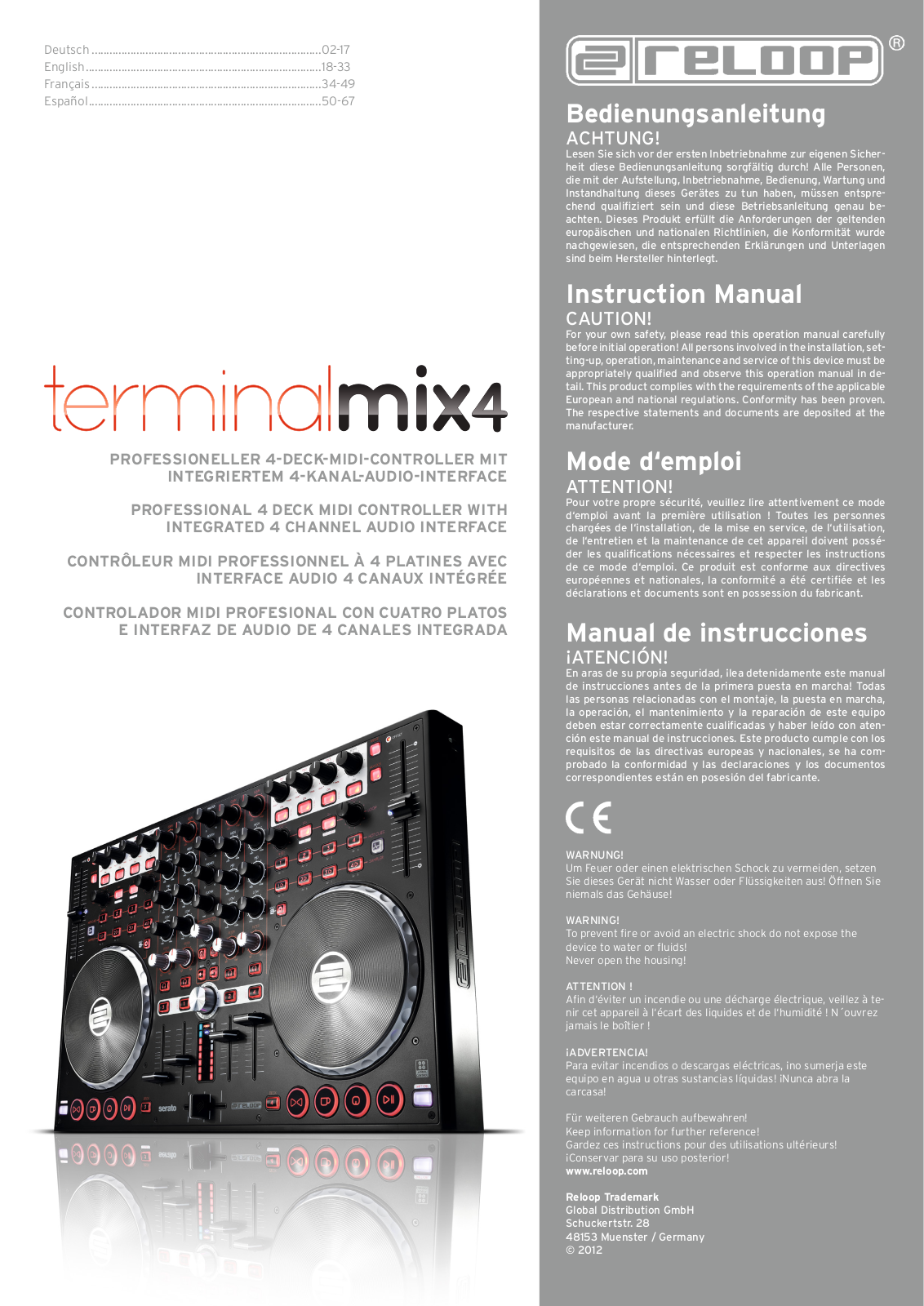Reloop TERMINAL MIX 4 Instruction Manual