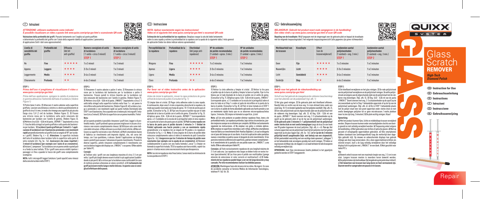 Quixx System Glass Scratch Remover User manual