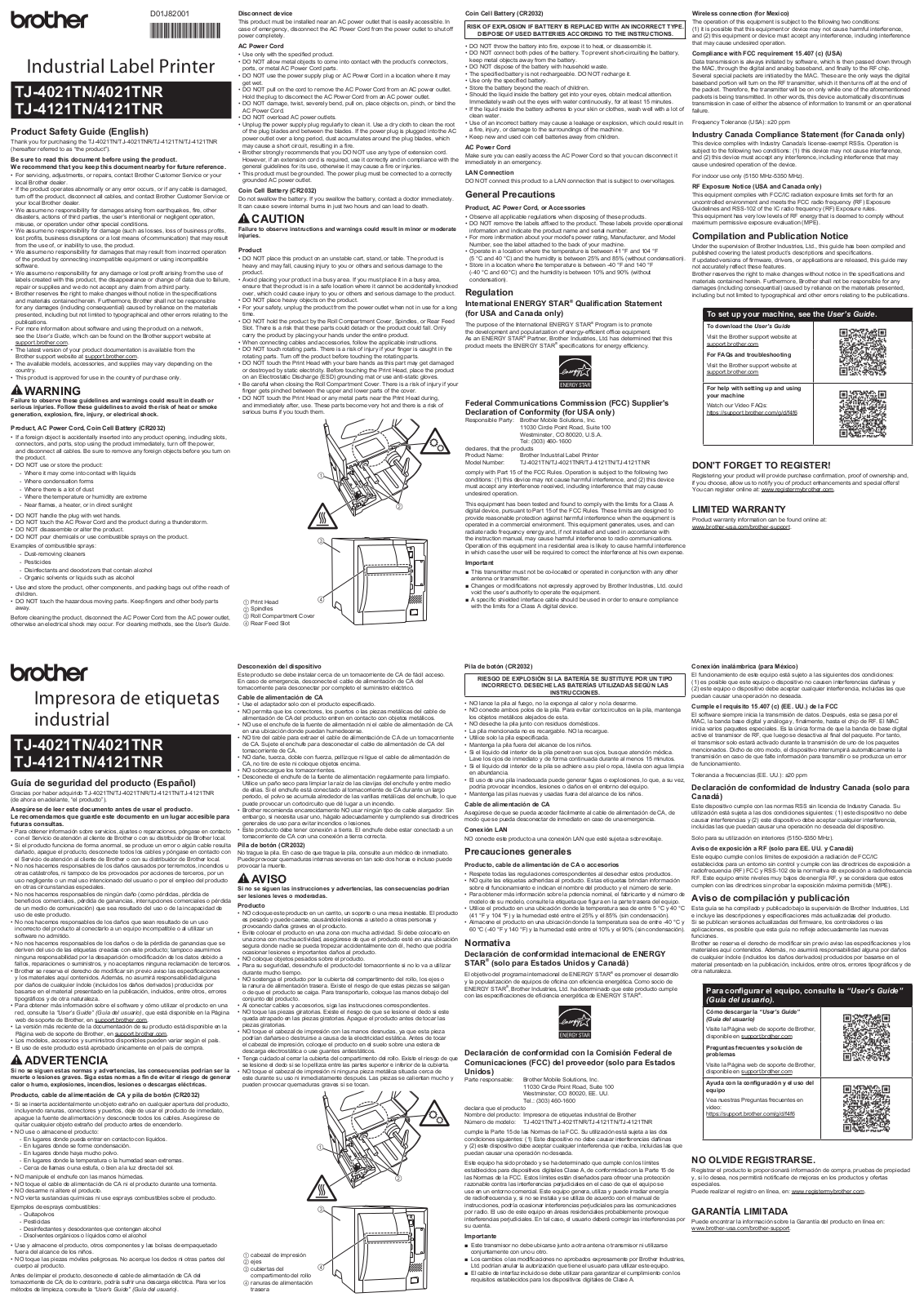 Brother TJ-4021TN, TJ-4021TNR, TJ-4121TN, TJ-4121TNR Industrial label print