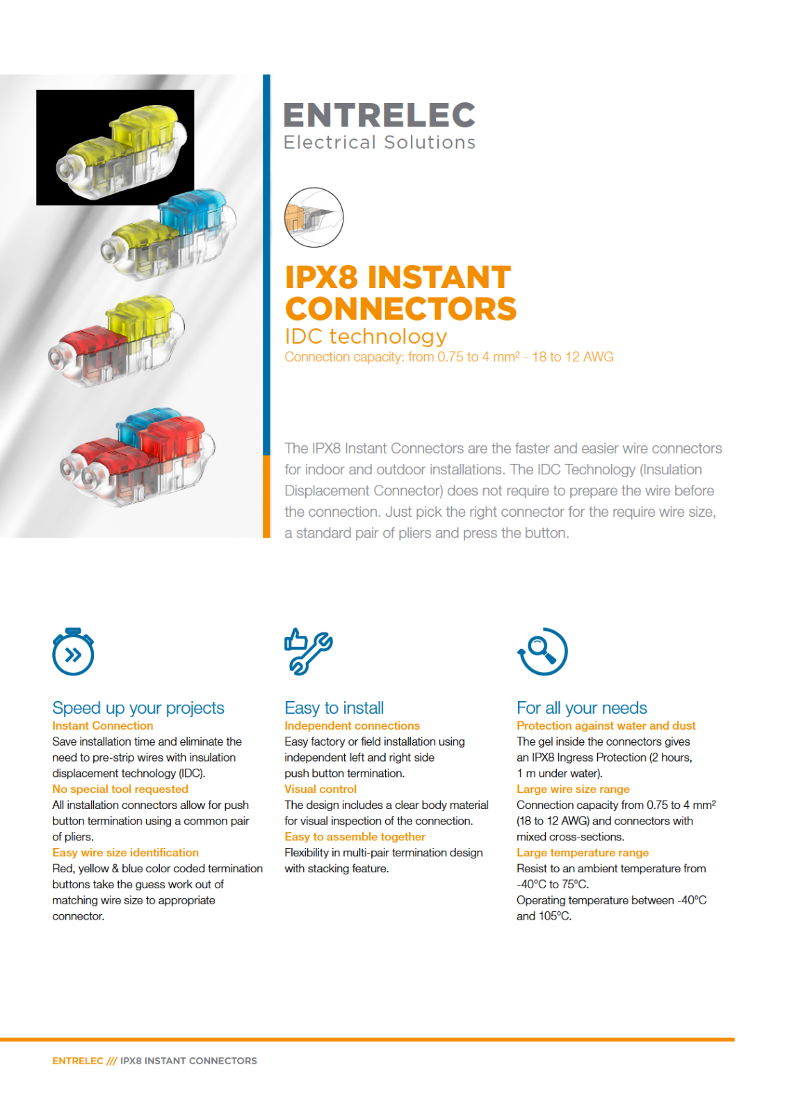 Entrelec IPX8 instant connectors Catalog