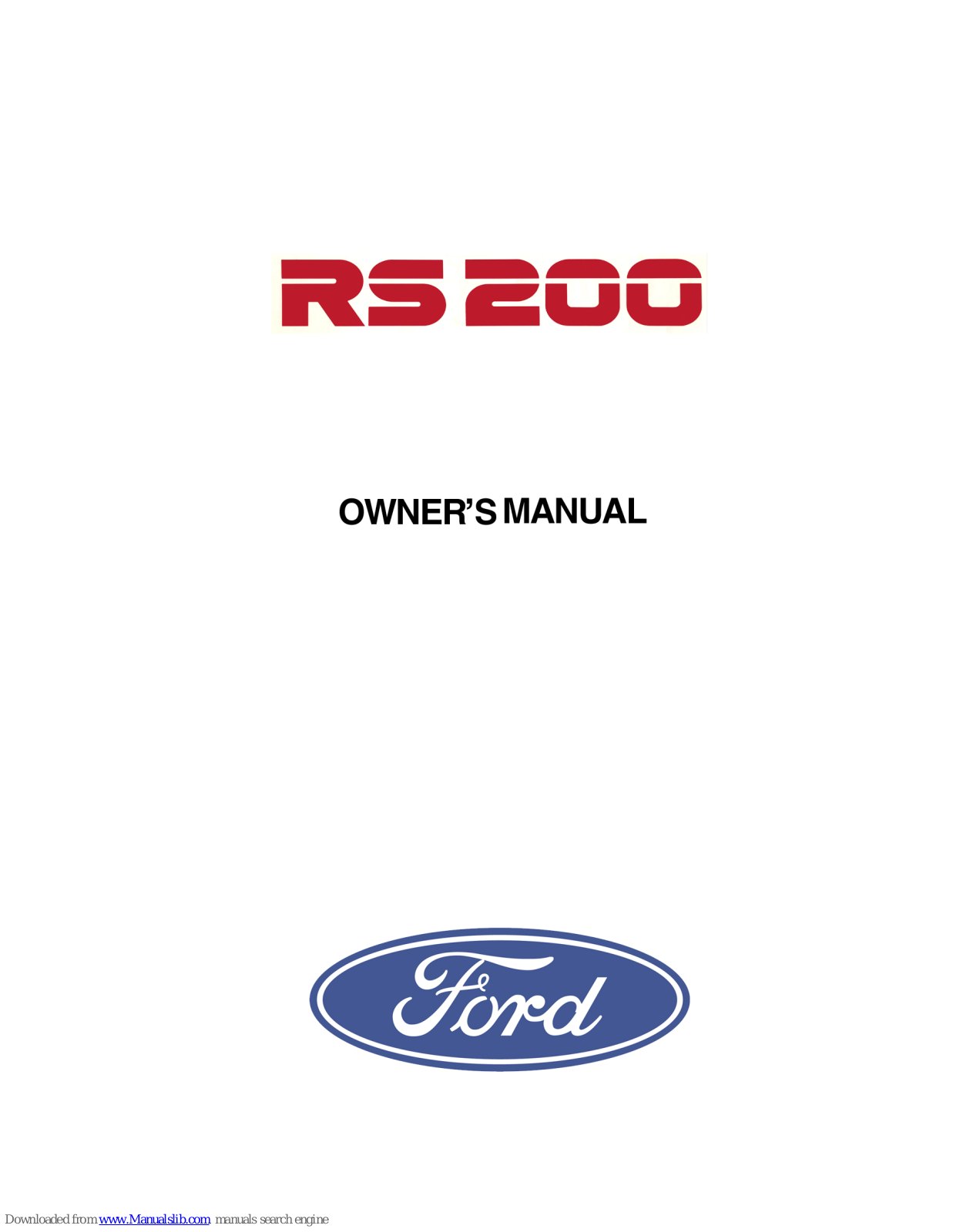 Ford RS200 Owner's Manual