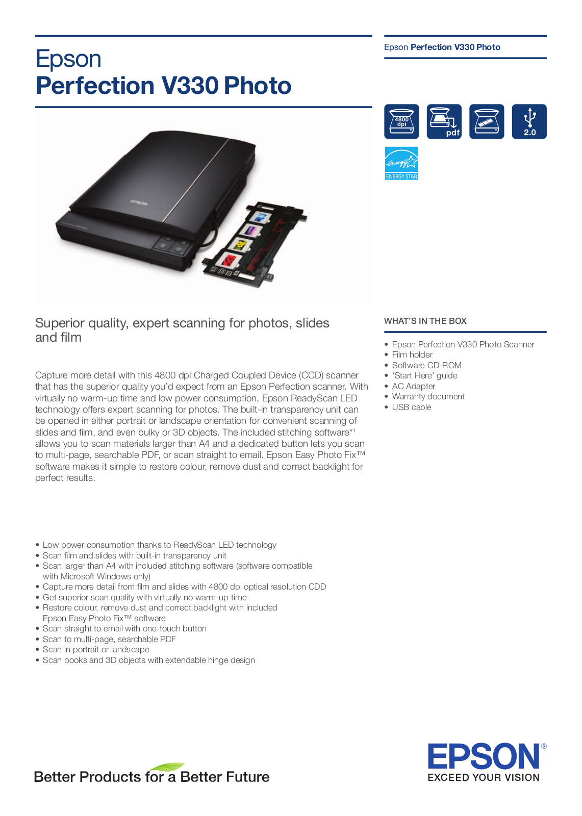 Epson PERFECTION V330 PHOTO DATASHEET