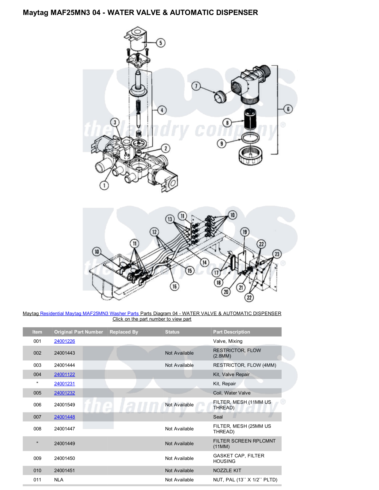 Maytag MAF25MN3 Parts Diagram