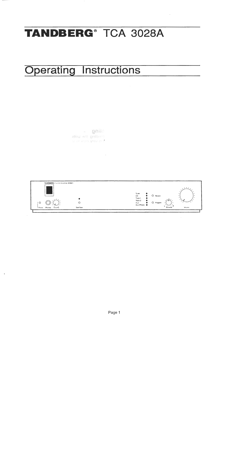 Tandberg TCA-3028-A Owners manual