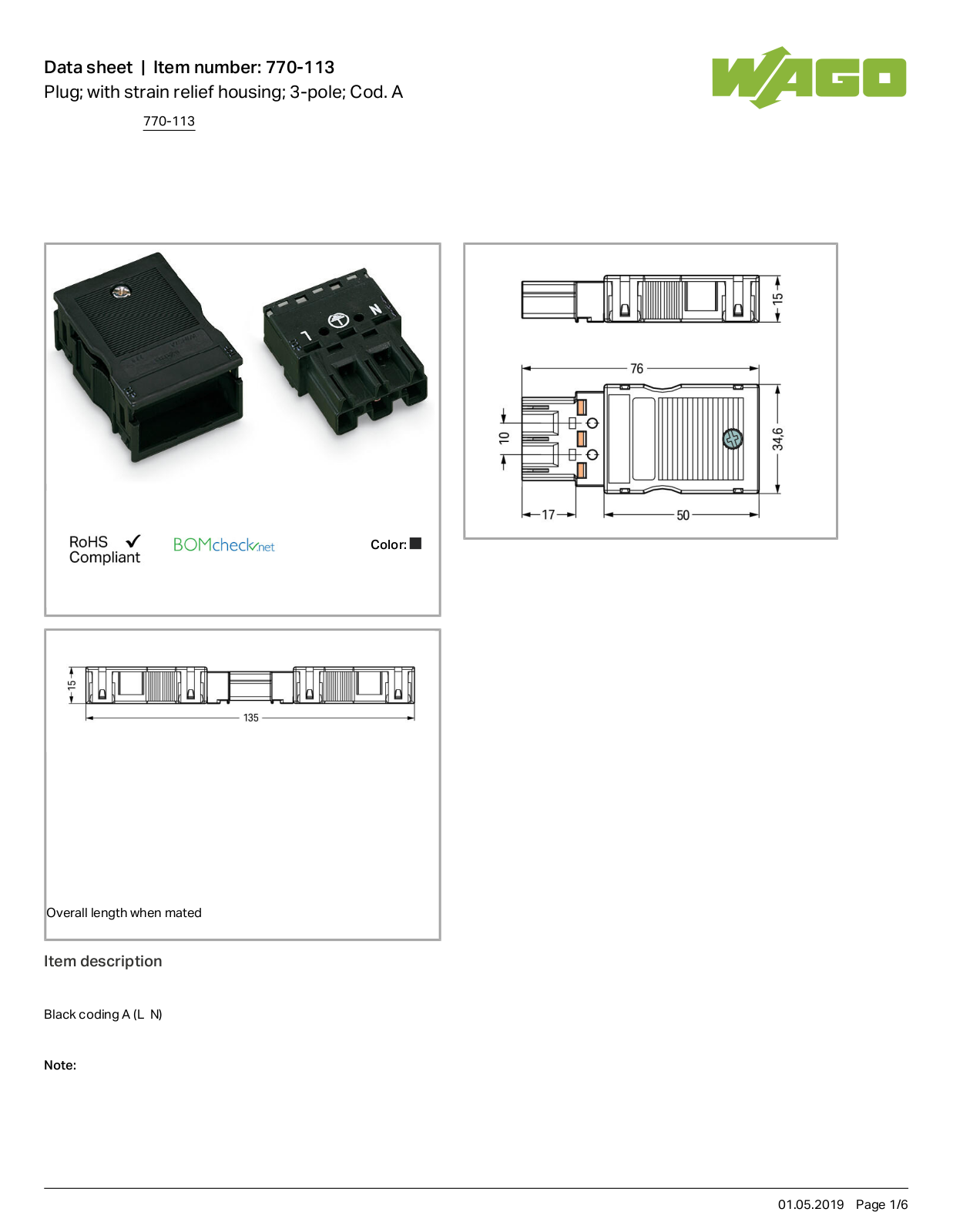 Wago 770-113 Data Sheet