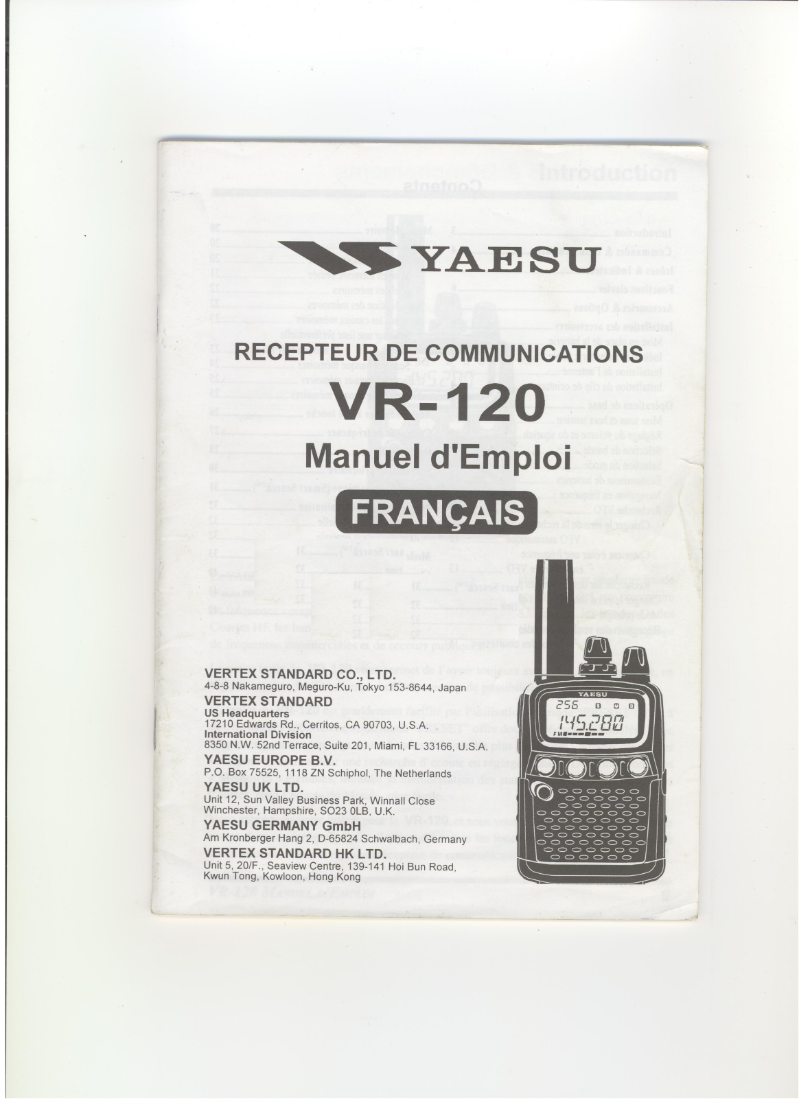 YAESU VR-120 User Manual