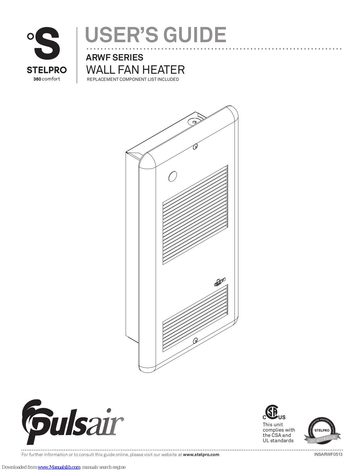 pulsair ARWF series, ARWF1001, ARWF1008, ARWF1002, ARWF1501 User Manual