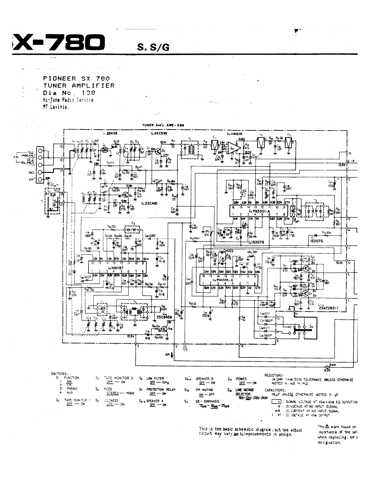 Pioneer SX-780 Service manual