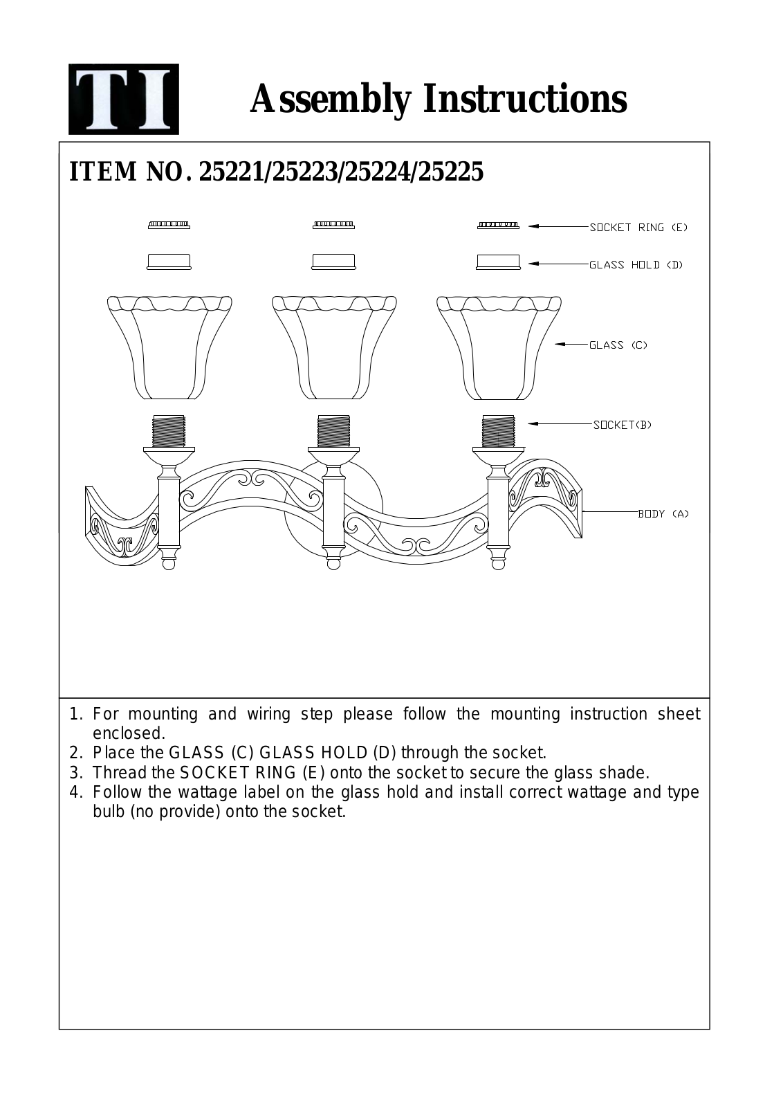 Triarch 25224, 25221, 25223, 25225 User Manual