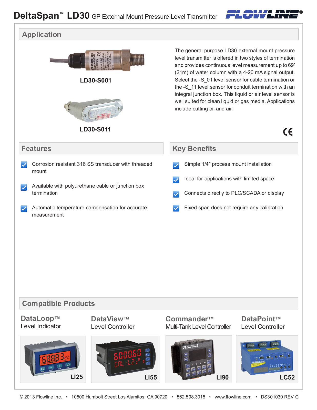 Flowline LD30 Specifications