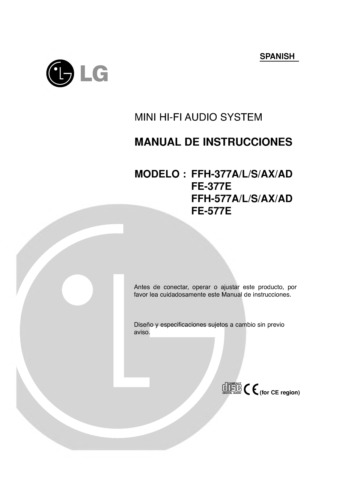 Lg FFH-377A, FFH-377L, FFH-377S, FFH-377AX, FFH-377AD Instructions Manual