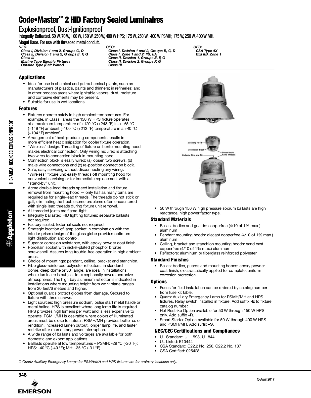 Appleton Code•Master™ 2 HID Factory Sealed Luminaires Catalog Page