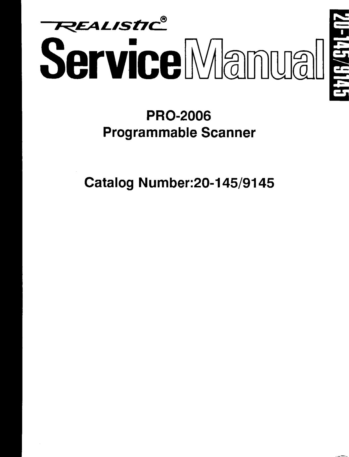 Realistic   RadioShack PRO-2006 Service Manual
