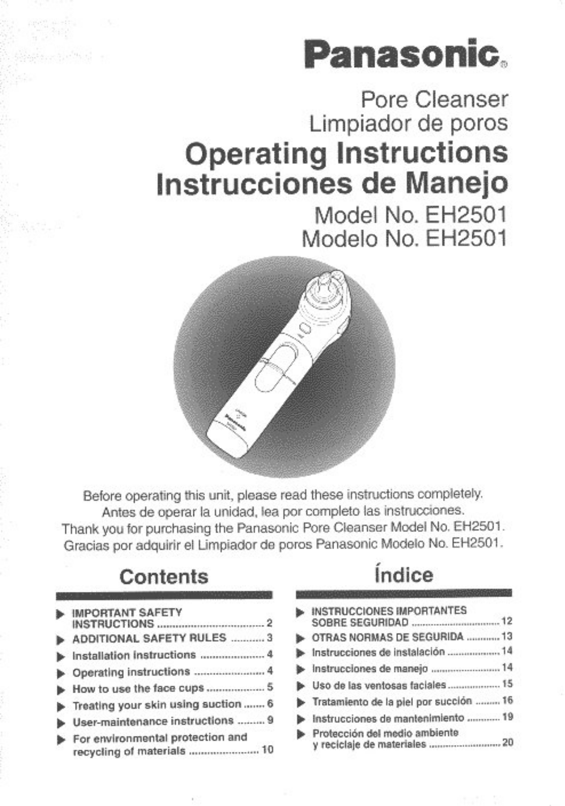 Panasonic EH-2501 User Manual