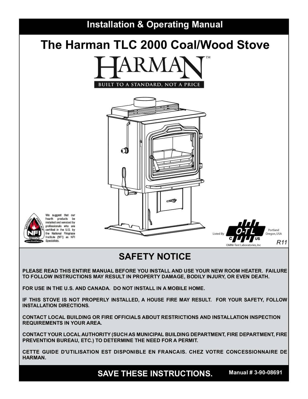 Harman Stove Company TLC 2000 User Manual