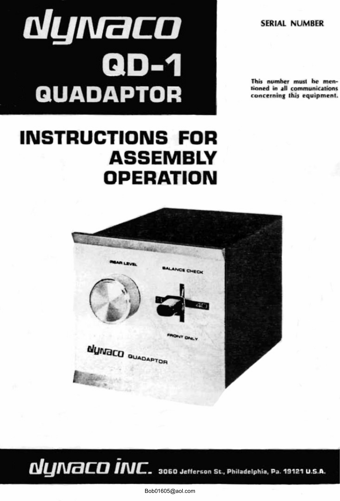 Dynaco QD-1 Service manual