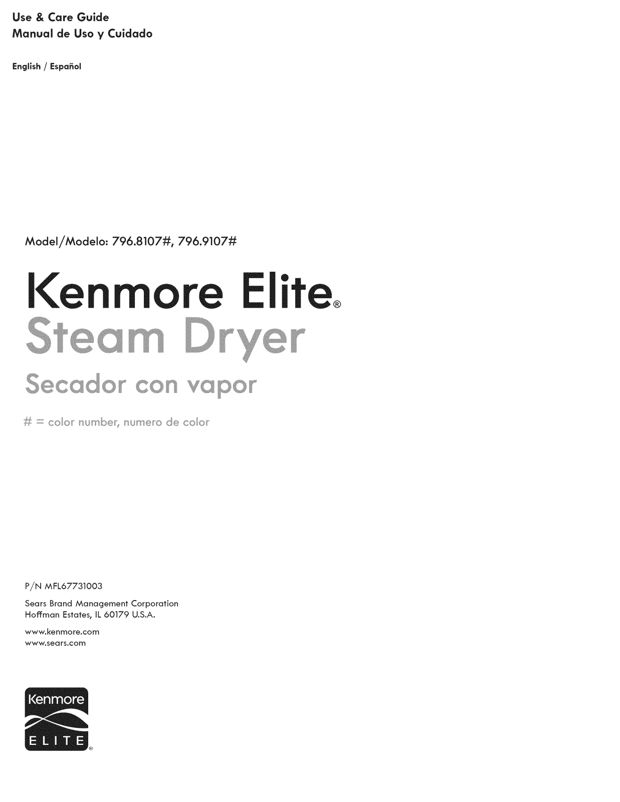 Kenmore Elite 79691072310, 79691073310, 79681073310, 79681072310 Owner’s Manual