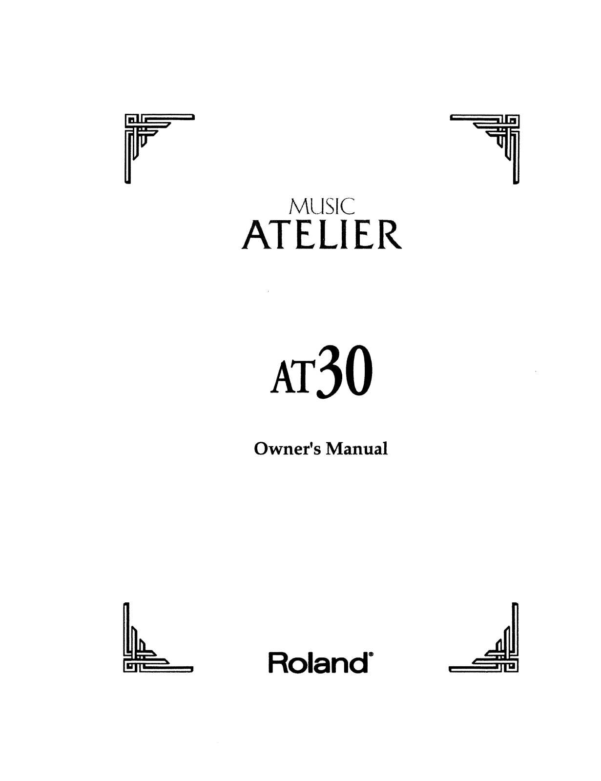 Roland Corporation AT-30 Owner's Manual