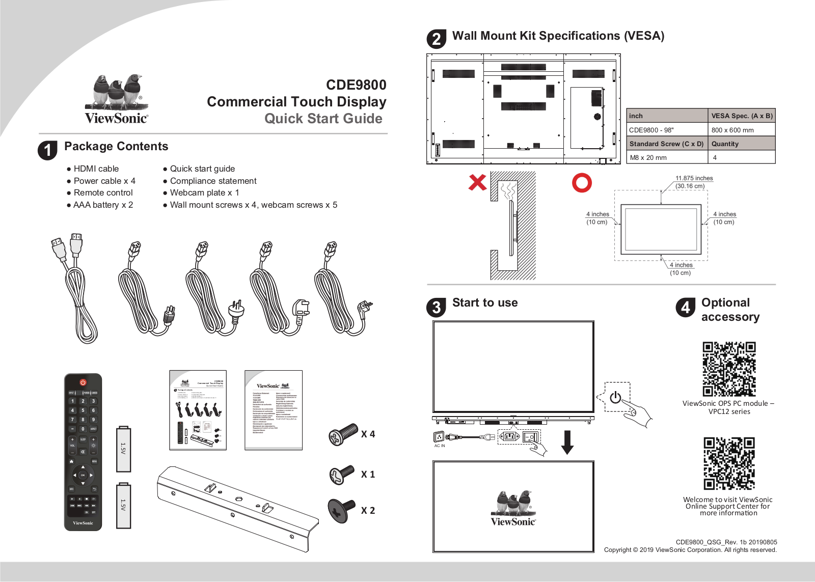 ViewSonic CDE9800 Quick guide