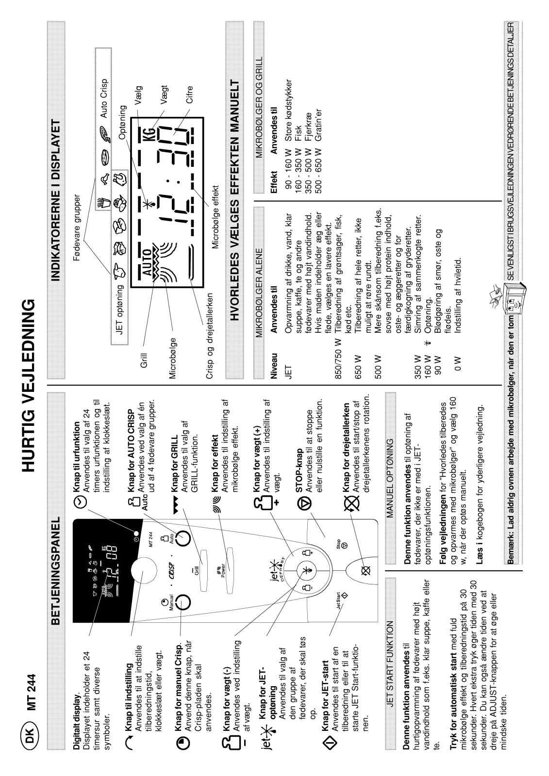 Whirlpool MT 244/SL, MT 244 RED INSTRUCTION FOR USE