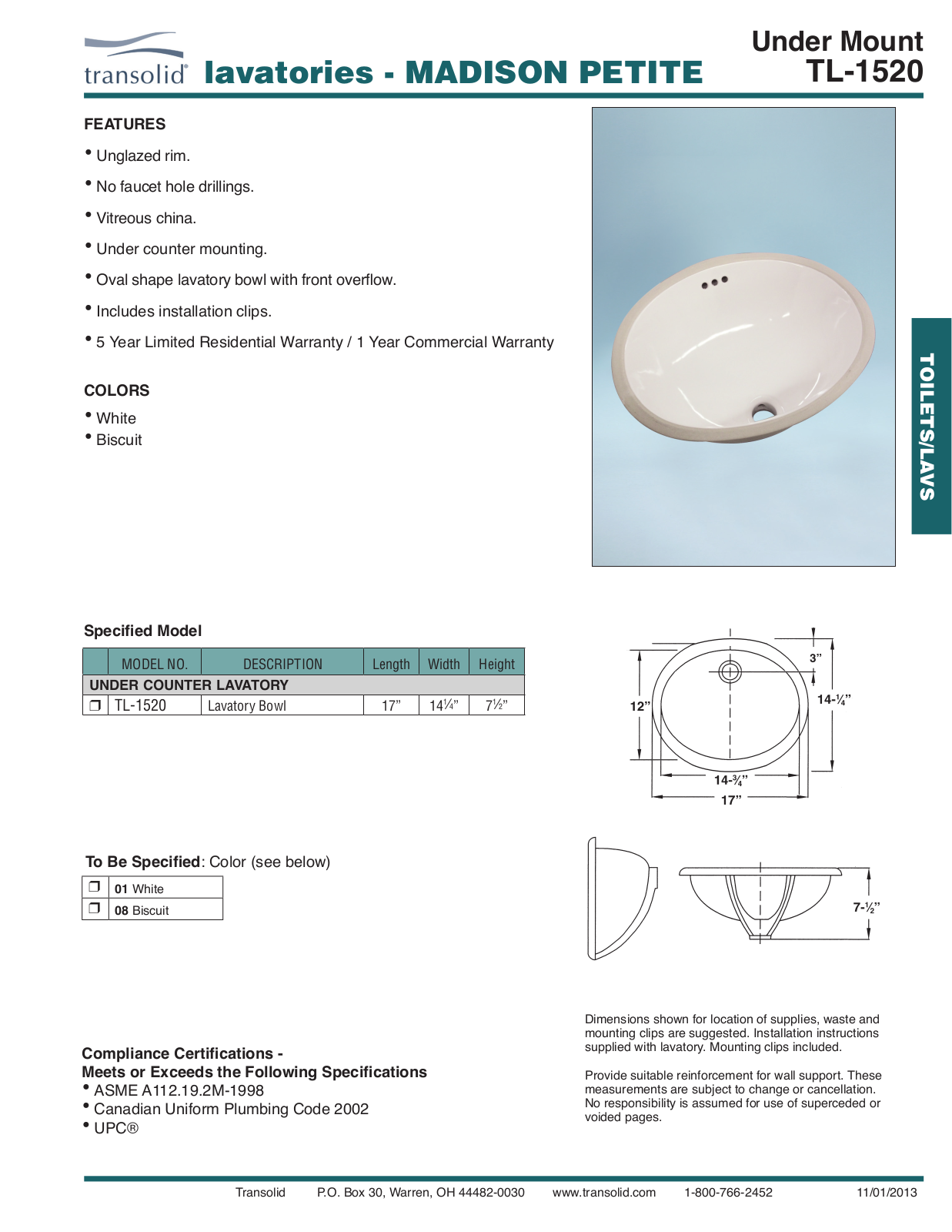 Transolid TRMB1102 Specifications - ManualMachine.com