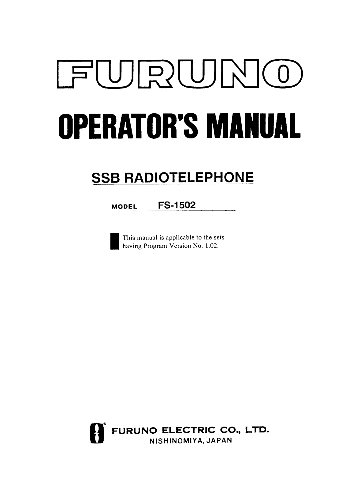 Furuno FS-1502 User Manual