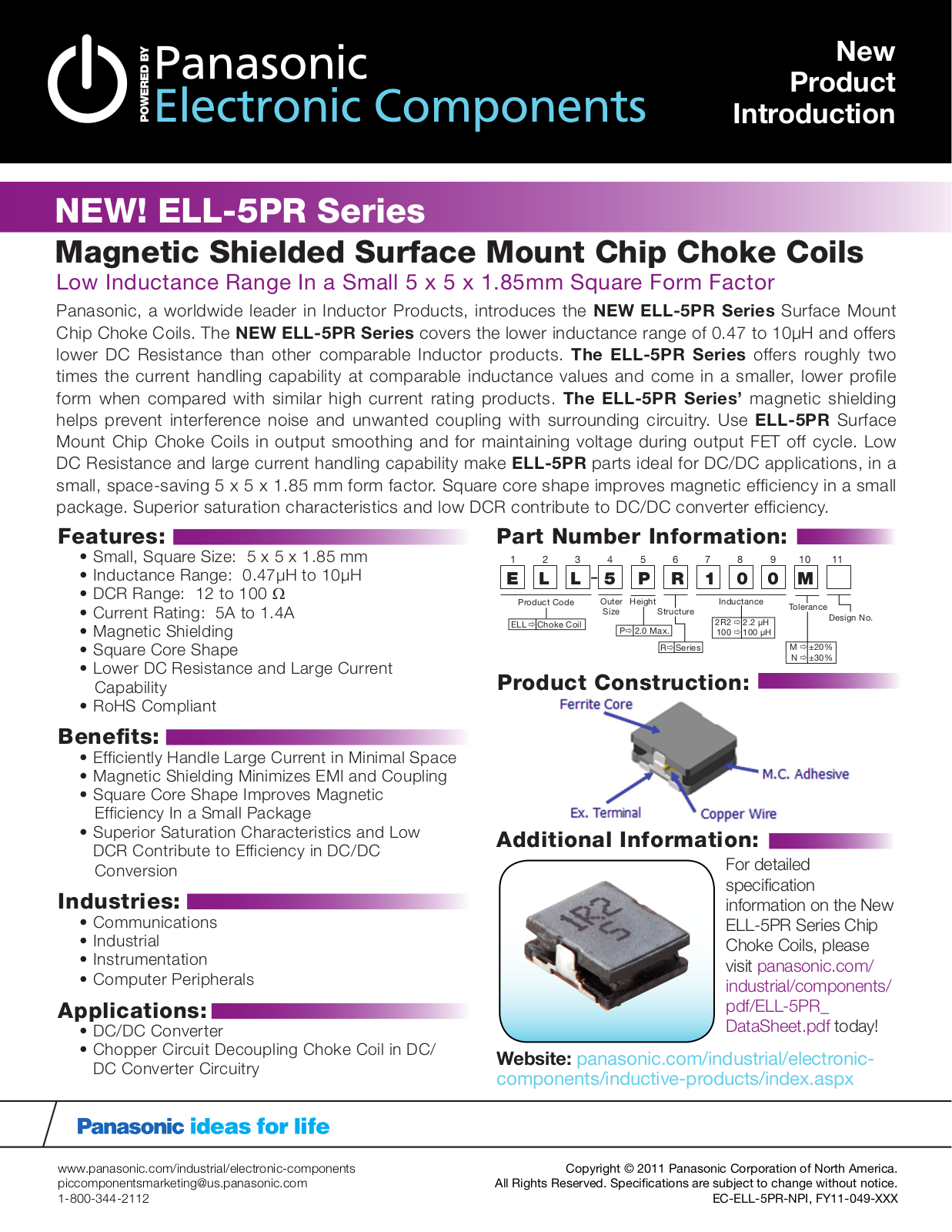 Panasonic ELL-5PR User Manual