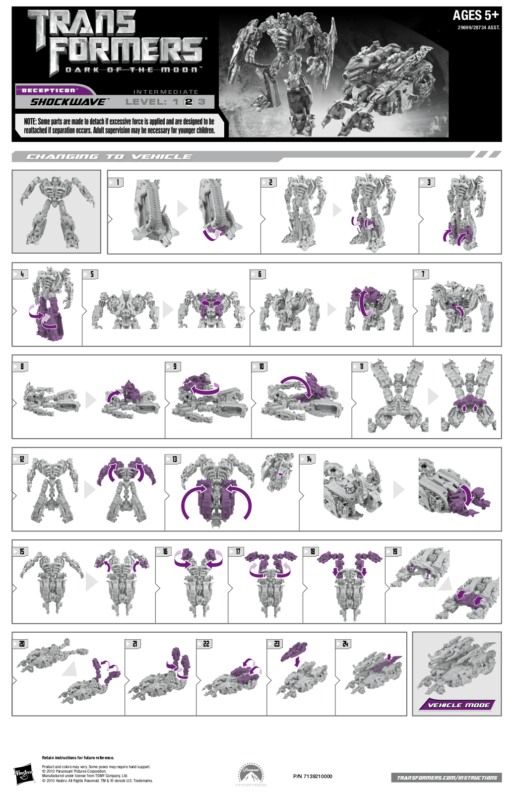 HASBRO TRANSFORMERS MECHTECH Voyager Class SHOCKWAVE User Manual