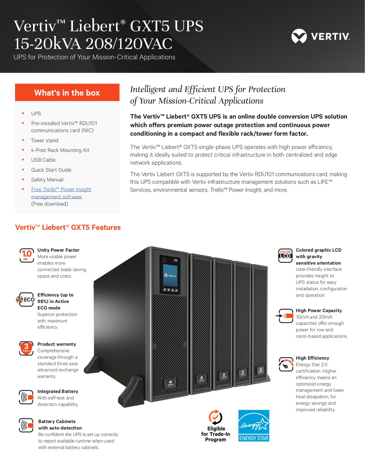 Vertiv GXT5-15KMVRT11UXLN, GXT5-20KMVRT11UXLN Product information