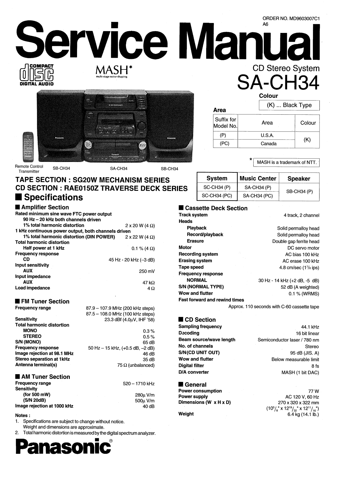 Technics SACH-34 Service manual