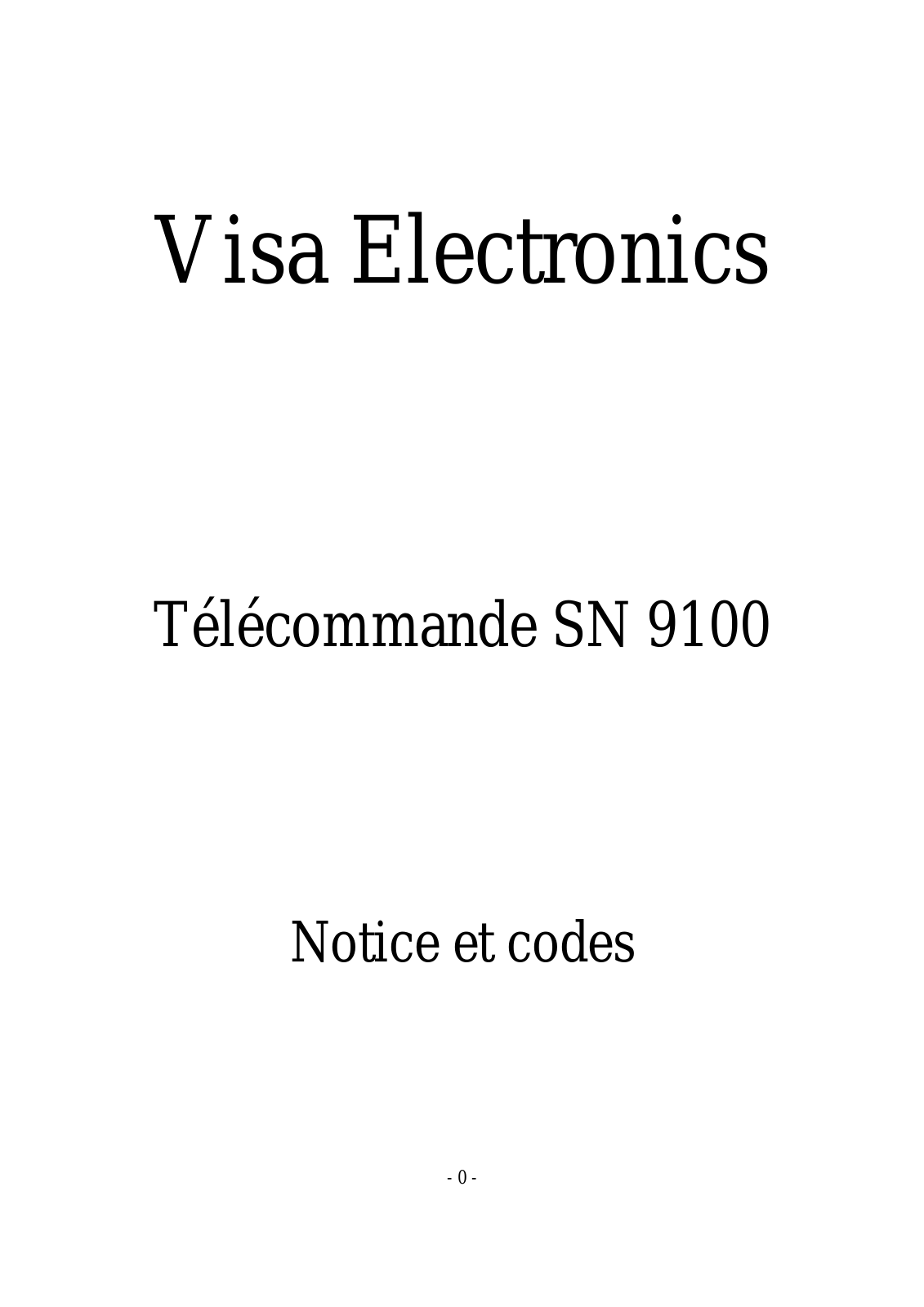 VISA ELECTRONICS SN 9100 User Manual - ManualMachine.com