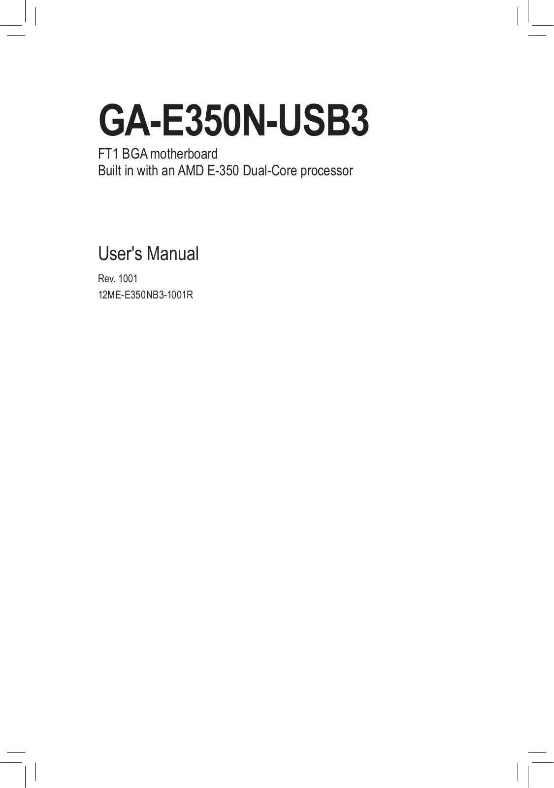 GIGABYTE GA-E350N-USB3 Owner's Manual