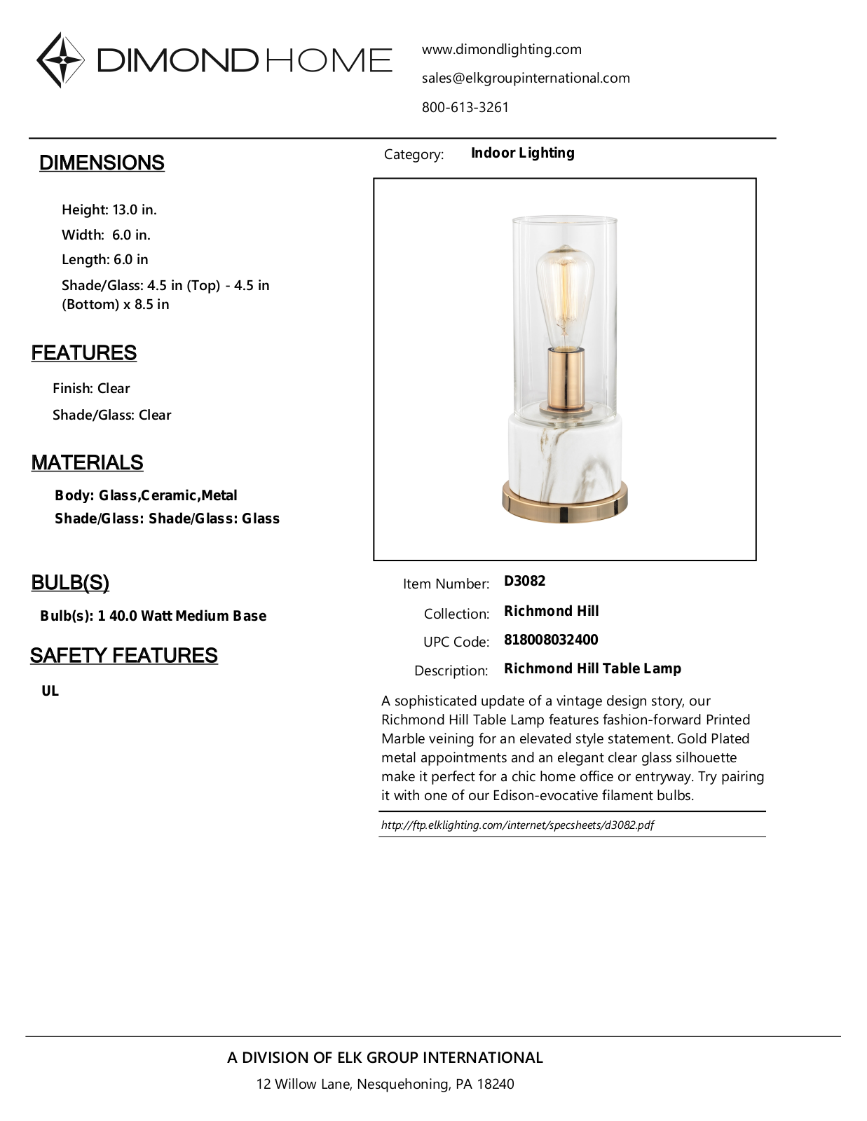 ELK Home D3082 User Manual