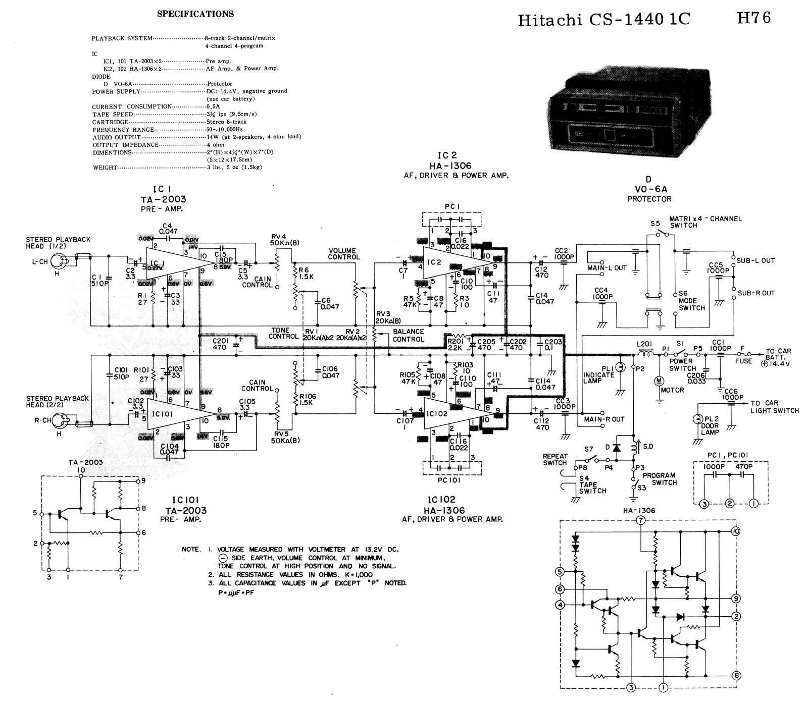 Hitachi CS-1440 Cirquit Diagram