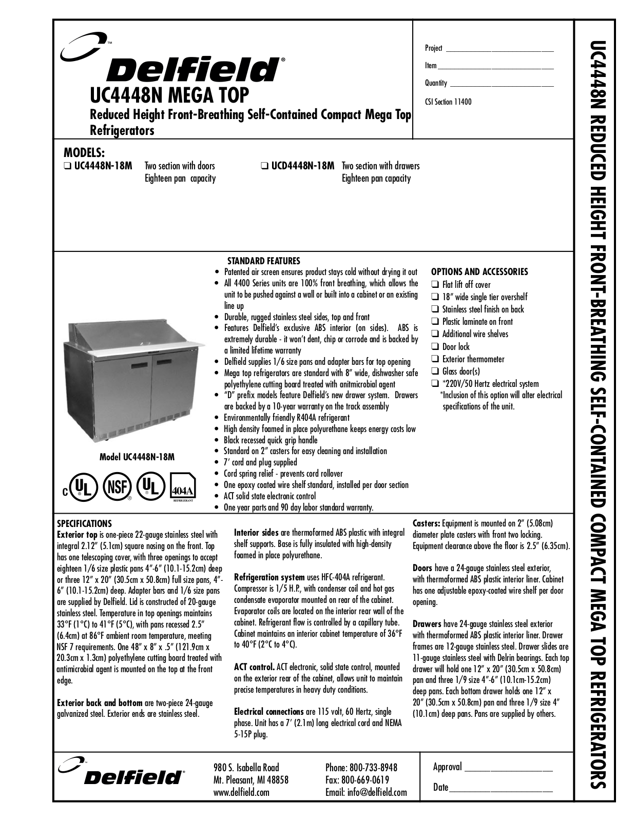 Delfield UC4448N-18M, UCD4448N-18M User Manual