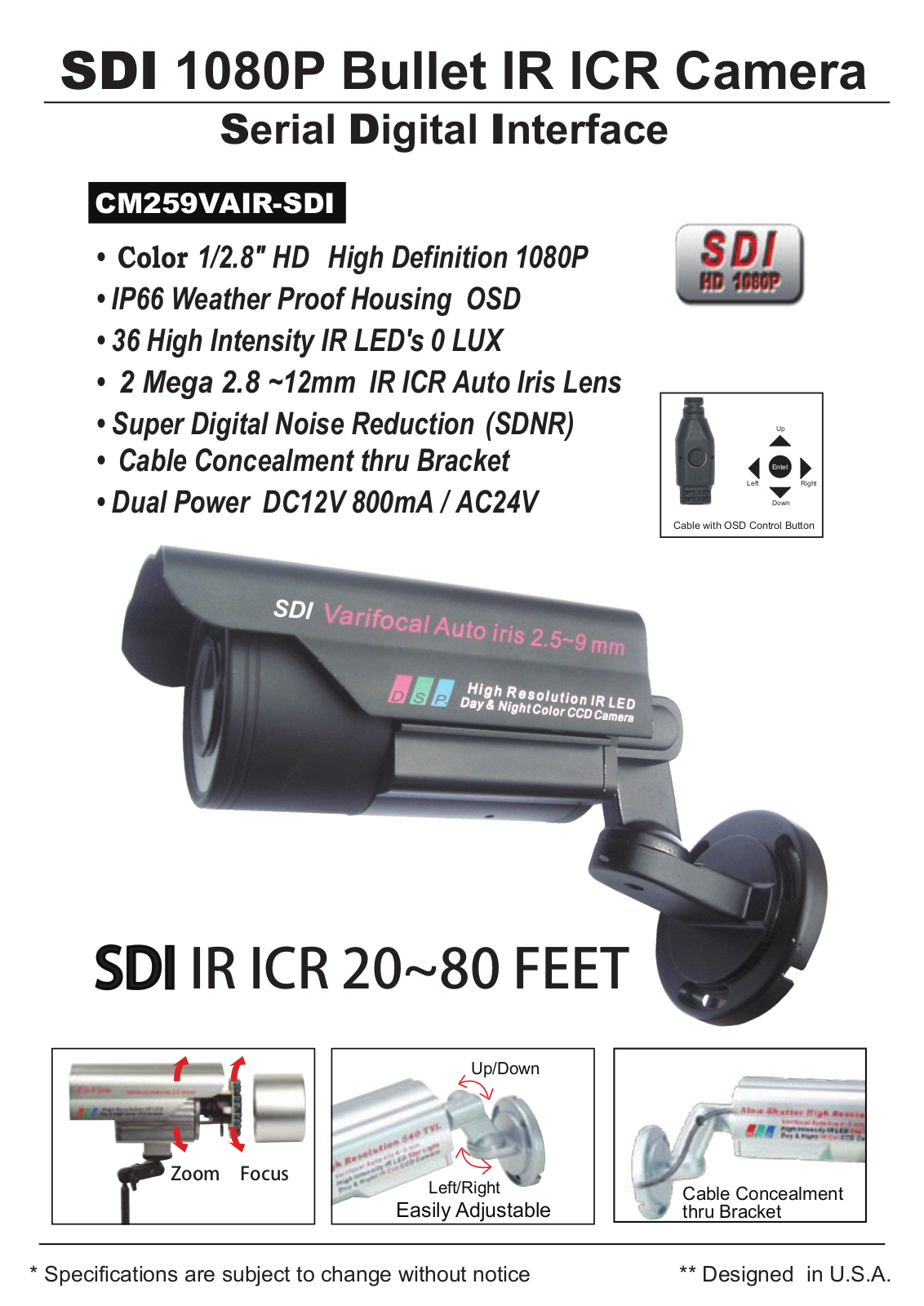 COP-USA CM259VAIR-SDI Specsheet