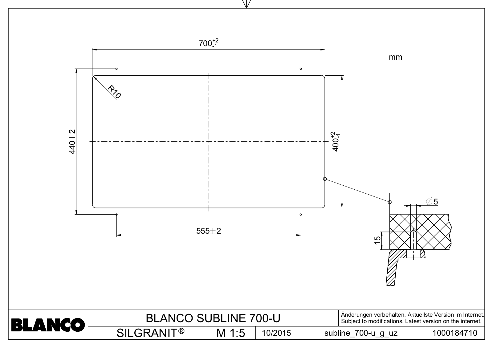 Blanco SUBLINE 700-U User Manual