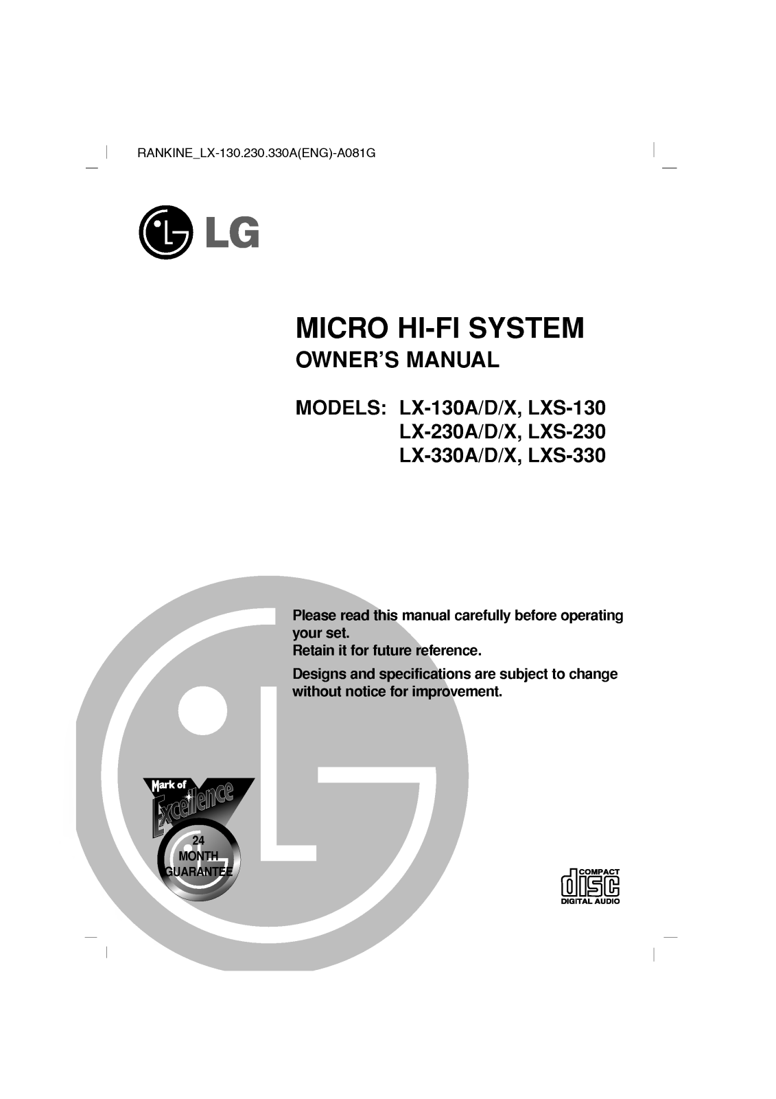 LG LX-130A User Manual