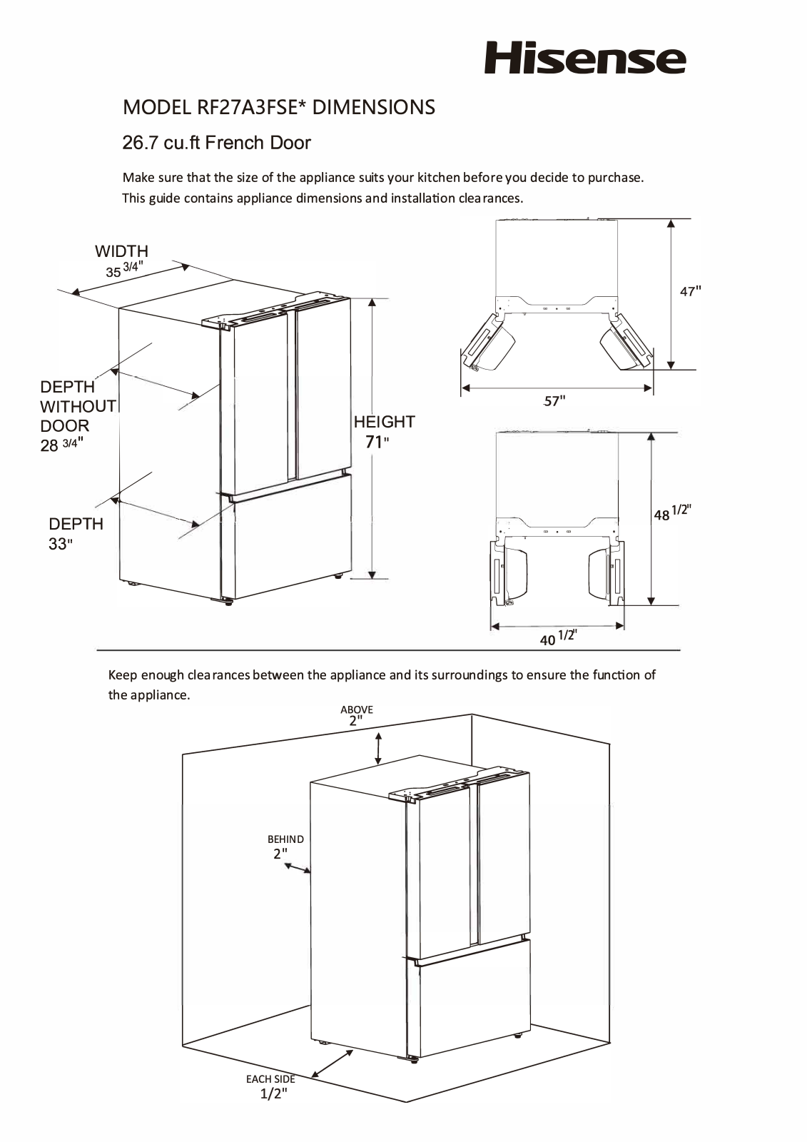 HISENSE RF27A3FSE Installation guide - ManualMachine.com
