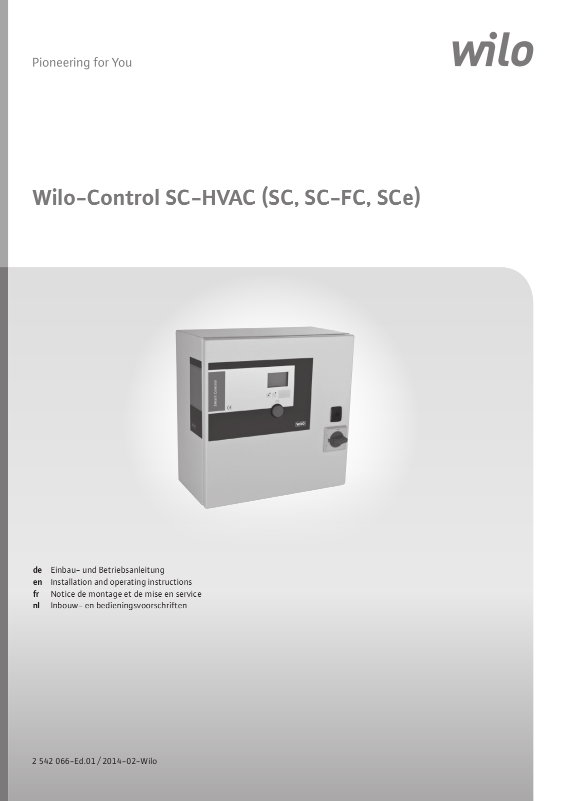 Wilo SC-HVAC SC, SC-HVAC SC-FC, SC-HVAC SCe Installation And Operating Instructions Manual