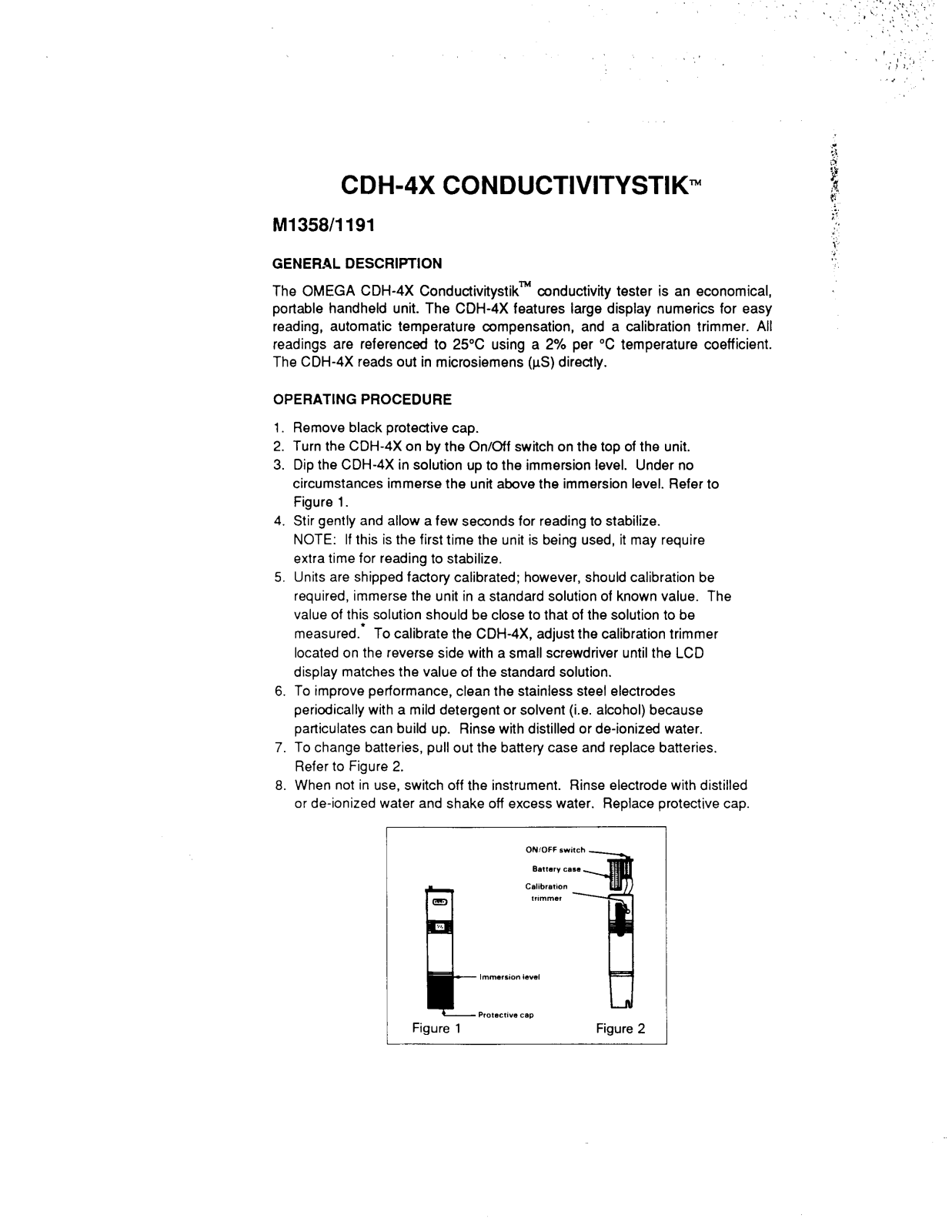 Omega Products CDH-4X User Manual