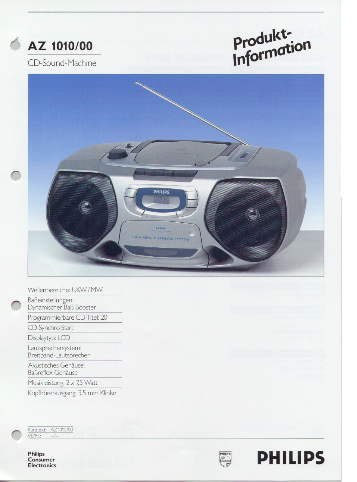 Philips AZ1010 User Manual