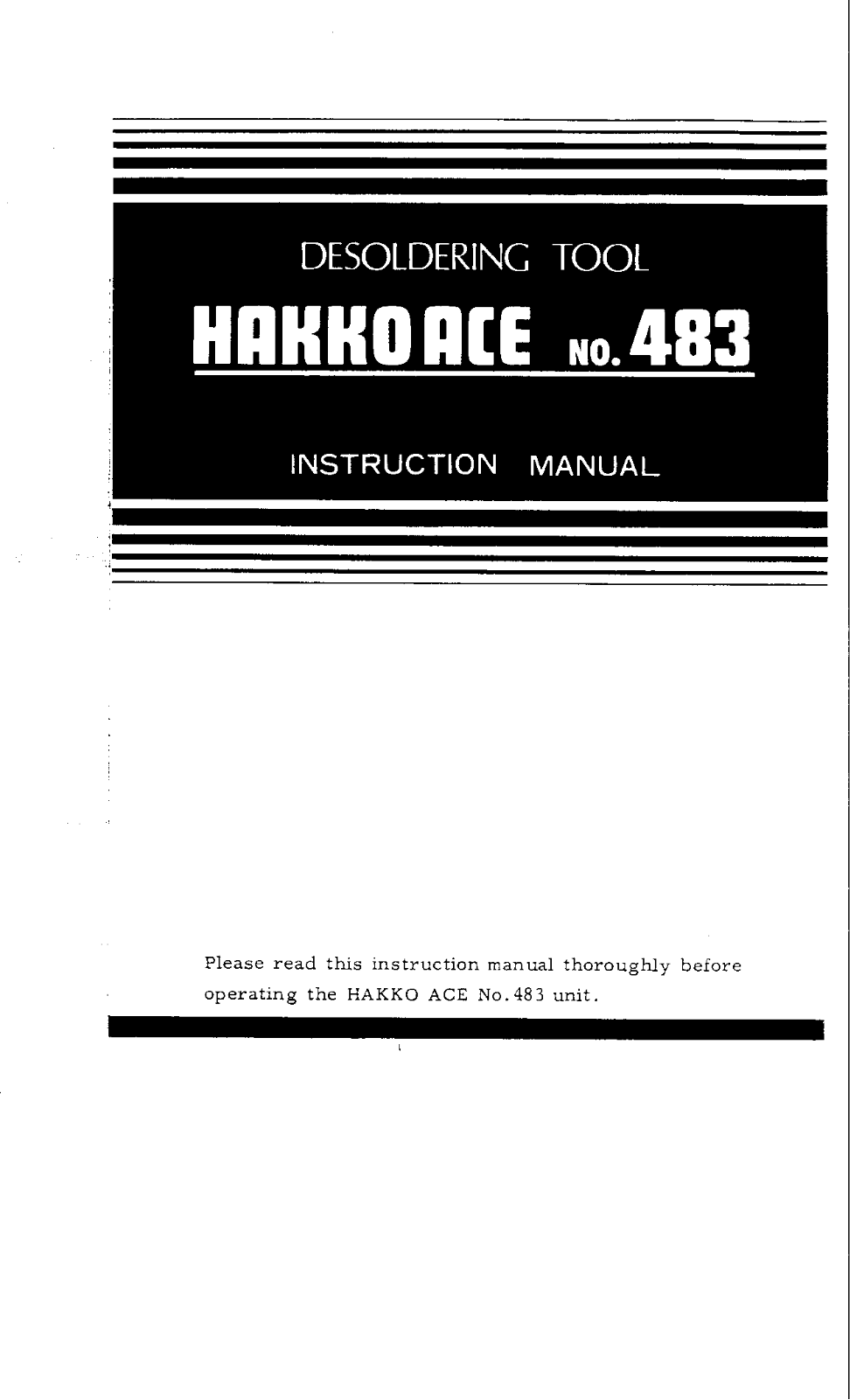 Hakko ACE 483 User Manual