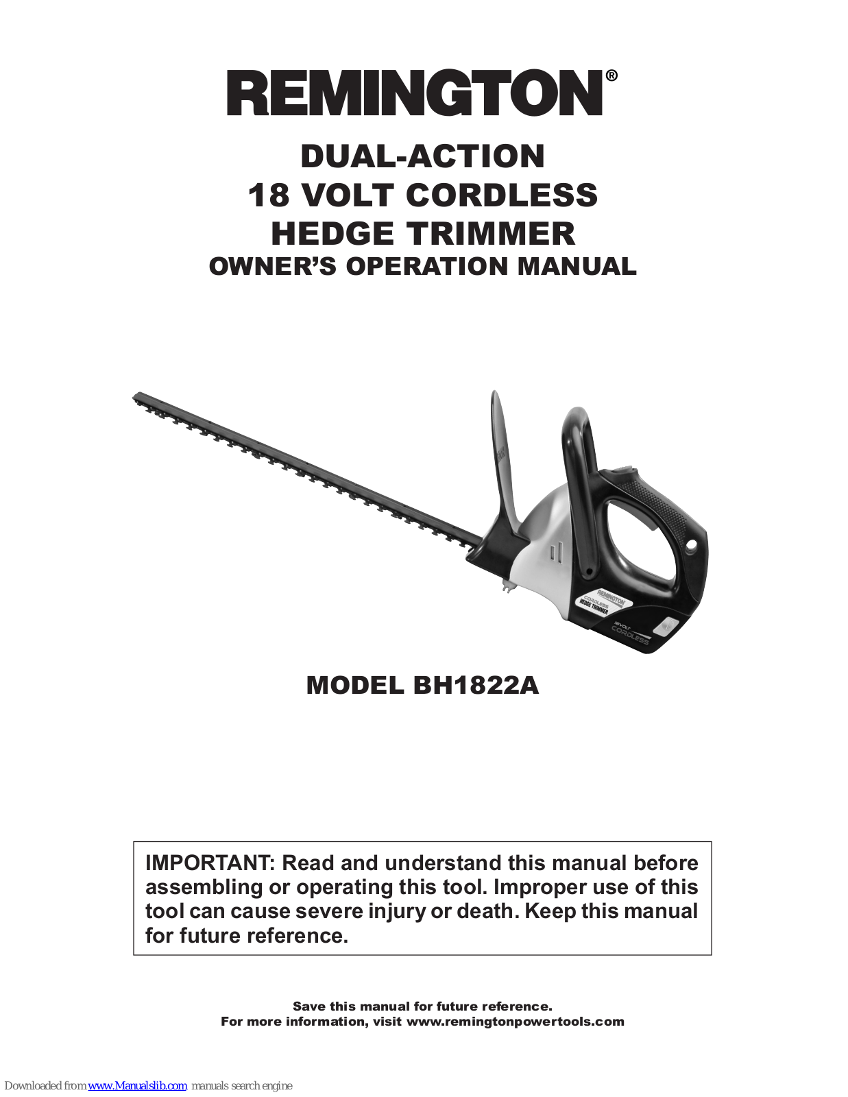 Remington BH1822A Owner's Operation Manual