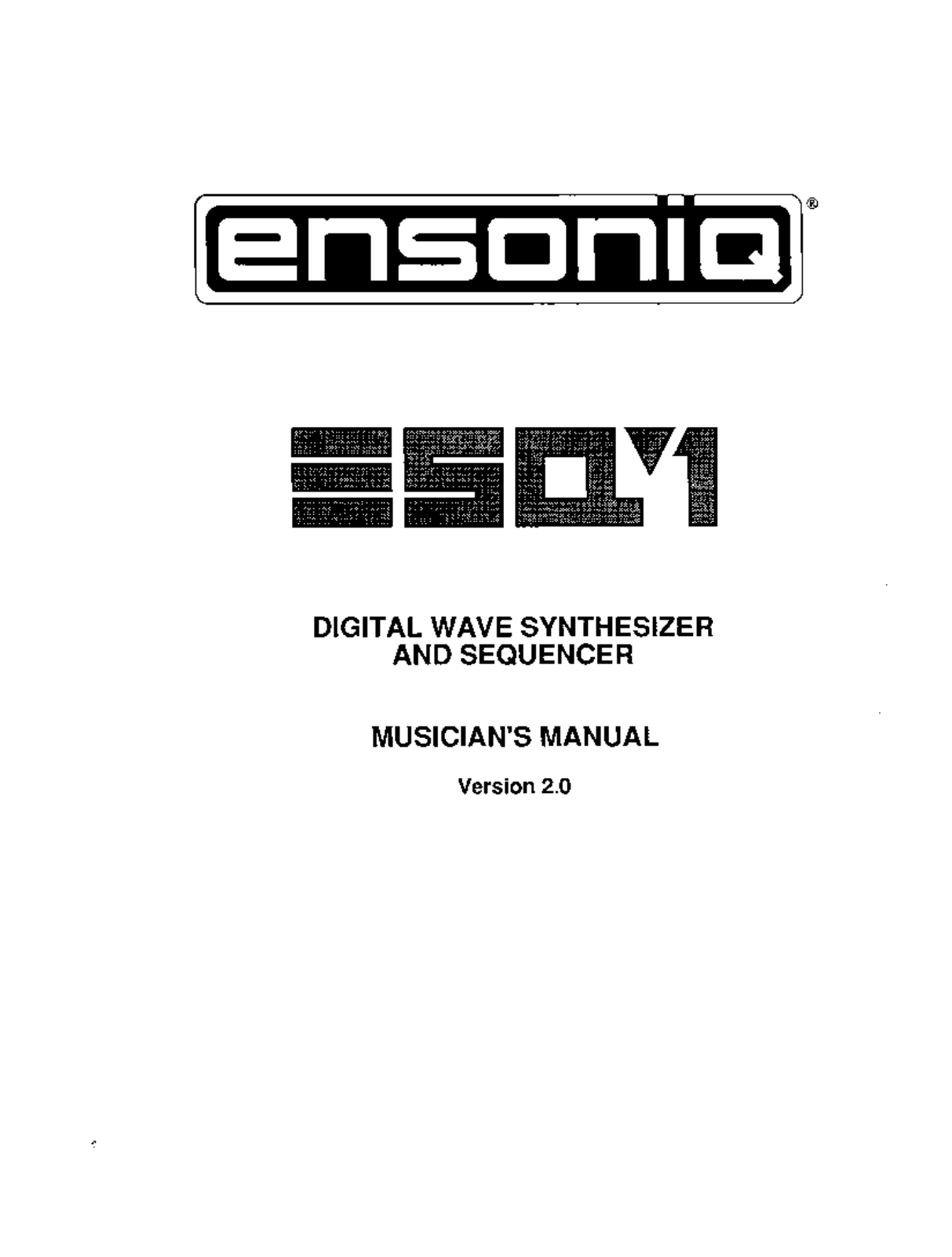 Ensoniq Corporation ESQ-1 User Manual