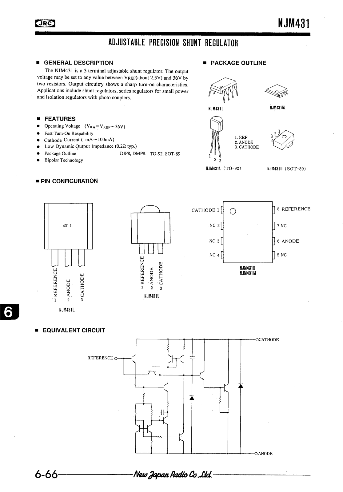 JRC NJM431L, NJM431U, NJM431M, NJM431D Datasheet